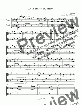 page one of Lute Suite - Bourree - for two Violas