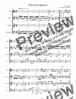 page one of Elite Syncopations for String Quartet