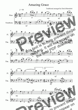 page one of Amazing Grace for Flute and Trombone Duet