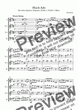 page one of Much Ado - Recorder Quartet