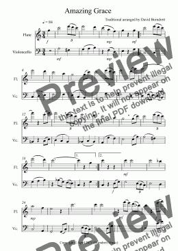 page one of Amazing Grace for Flute and Cello Duet