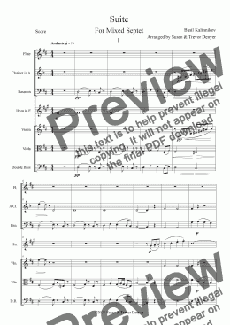 page one of Kalinnikov - Suite - Mixed Septet - Score