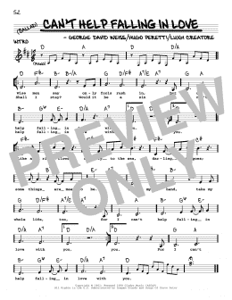 page one of Can't Help Falling In Love (Real Book – Melody, Lyrics & Chords)