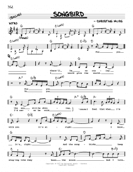 page one of Songbird (Real Book – Melody, Lyrics & Chords)