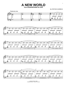 page one of A New World (from Shakespeare In Love) (Piano Solo)