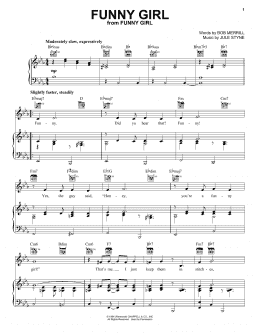 page one of Funny Girl (Piano, Vocal & Guitar Chords (Right-Hand Melody))