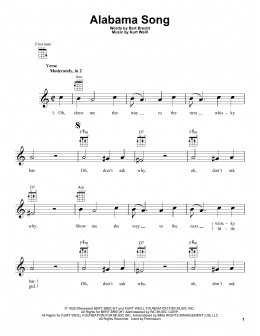 page one of Alabama Song (Ukulele)