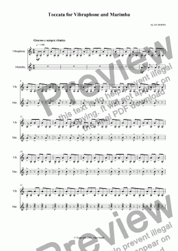 page one of Toccata for Vibraphone and Marimba