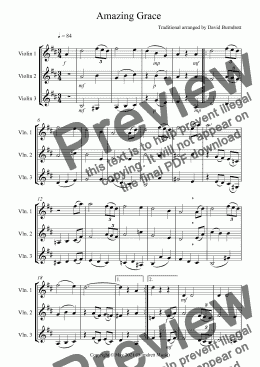 page one of Amazing Grace for Violin Trio