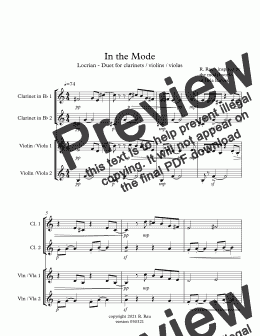 page one of In the Mode - Locrian - Duet for clarinets / violins / violas