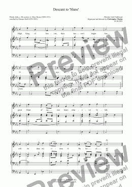 page one of Descant to 'Slane'