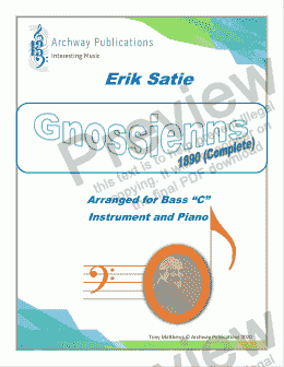 page one of Satie: Gnossienne 1890 - arr. Bass Instrument and Piano