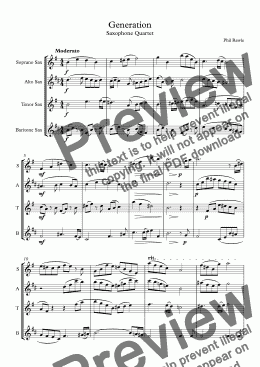 page one of Generation - Saxophone Quartet