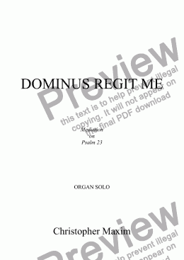 page one of Dominus Regit Me (organ solo)
