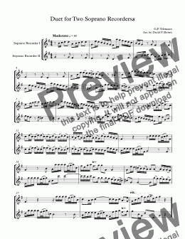 page one of Duet for Two Soprano Recorders