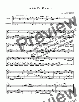page one of Duet for Two Clarinets