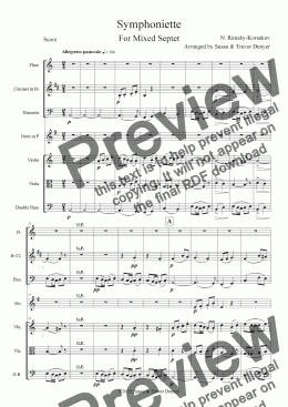 page one of Symphoniette - Rimsky-Korsakov - Mixed Septet - Score