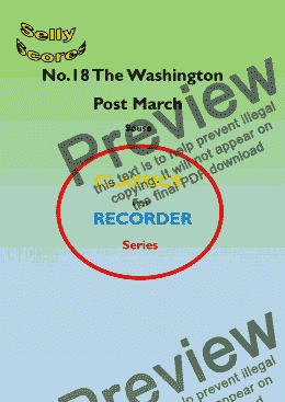 page one of CLASSICS FOR RECORDER SERIES 18. The Washington Post March  Sousa   for Descant Recorder and Piano