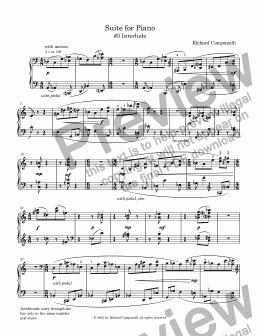 page one of Suite for Piano #3 Interlude