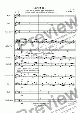 page one of Canon in D (String Orchestra w/optional Woodwinds and Keyboard)