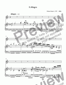 page one of Johann Michael Haydn - II.Allegro - Trumpet Concerto in D major, MH 104 for clarino, strings and continuo - for trumpet Bb