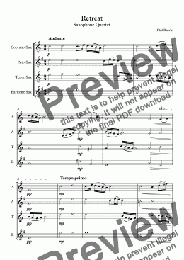 page one of Retreat - Saxophone Quartet