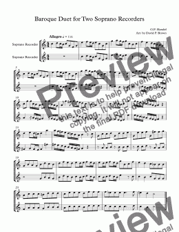 page one of Baroque Duet for Two Soprano Recorders