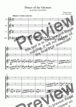 page one of Dance of the Gnomes - Wind Quartet