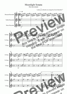 page one of Moonlight Sonata (1st Movement) for Recorder Trio