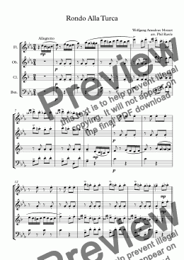 page one of Rondo Alla Turca - Wind Quartet