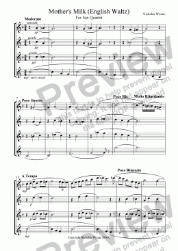 page one of Mother’s Milk for Sax Quartet