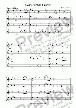 page one of Swing for Sax Quartet