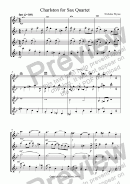 page one of Charlston for Sax Quartet