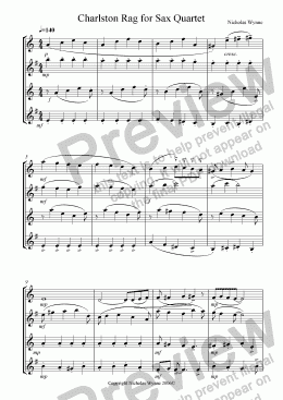 page one of Charlston Rag for Sax Quartet