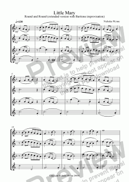 page one of Little Mary for Sax Quartet