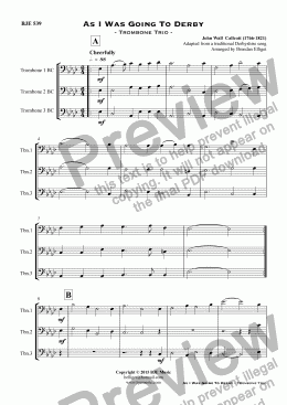page one of As I Was Going To Derby - Trombone Trio 