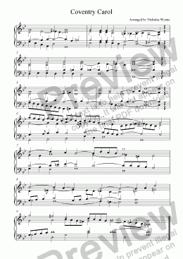 page one of Coventry Carol for Keyboard