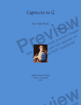 page one of Quantz Capriccio in G for Solo Flute