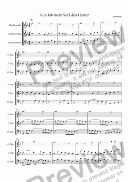 page one of Buxtehude for Recorders: "Nun lob mein Seel den Herren" ATB