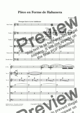 page one of Ravel Pièce en Forme de Habanera - Full Score-A4