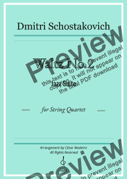 page one of Waltz No. 2 by Schostakovich for String Quartet 