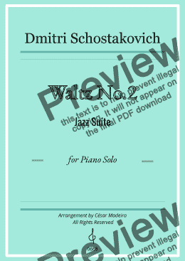 page one of Waltz No. 2 by Schostakovich for Piano Solo