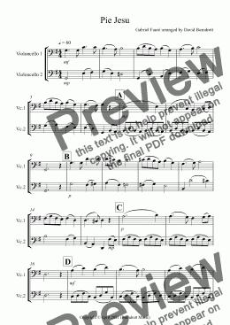 page one of Pie Jesu (from Requiem) for Cello Duet