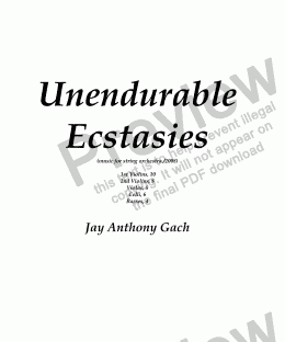 page one of 'Unendurable Ecstasies' 