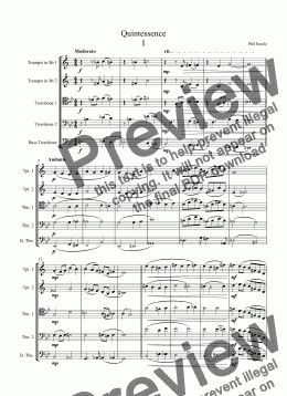 page one of Quintessence I & II - Brass Quintet