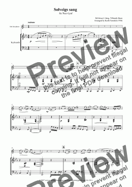 page one of Solveigs sang for Eb Alto Saxophone & Keyboard