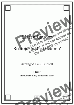 page one of Roamin' in the Gloamin', arranged for duet: instruments in Eb and Bb – Score and Parts
