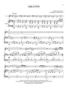 page one of Oblivion (Violin and Piano)
