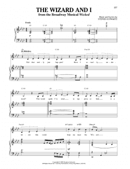 page one of The Wizard And I (from Wicked) (Piano & Vocal)