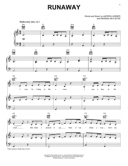 page one of Runaway (Piano, Vocal & Guitar Chords (Right-Hand Melody))